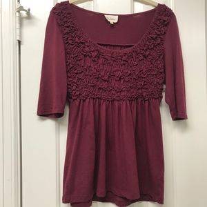 Anthropologie Deletta Maroon Top